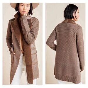 Anthropologie Large Piper Sweater Coat Duster in Brown